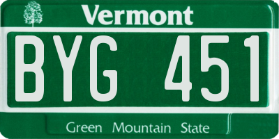 VT license plate BYG451