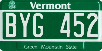 VT license plate BYG452