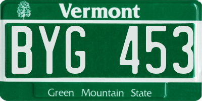 VT license plate BYG453