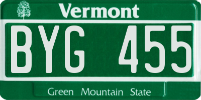 VT license plate BYG455