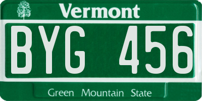 VT license plate BYG456