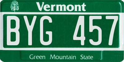 VT license plate BYG457