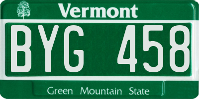 VT license plate BYG458