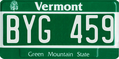 VT license plate BYG459