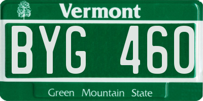 VT license plate BYG460