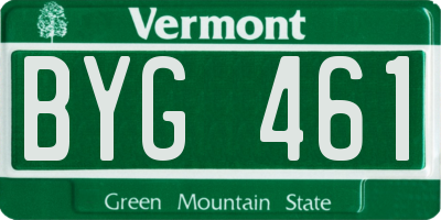 VT license plate BYG461