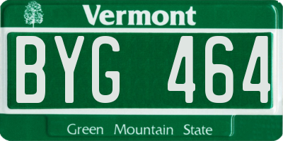 VT license plate BYG464