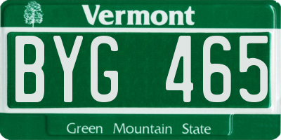 VT license plate BYG465