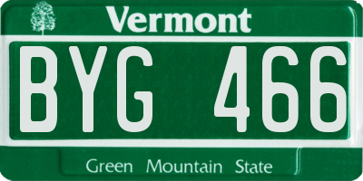 VT license plate BYG466