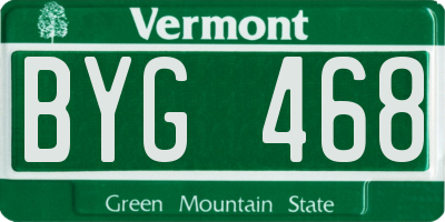 VT license plate BYG468