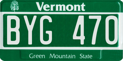 VT license plate BYG470