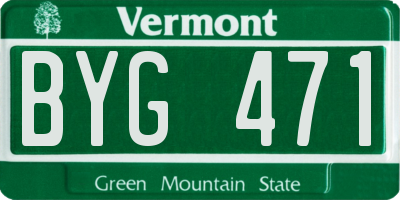 VT license plate BYG471