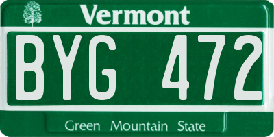 VT license plate BYG472