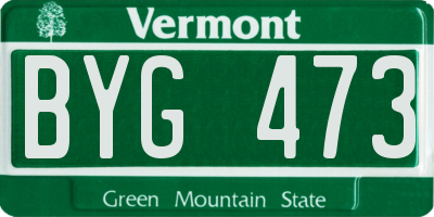 VT license plate BYG473