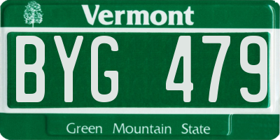 VT license plate BYG479