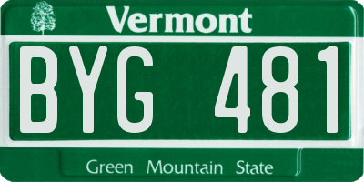 VT license plate BYG481