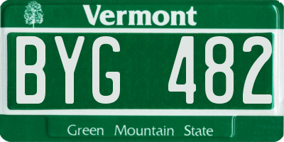 VT license plate BYG482