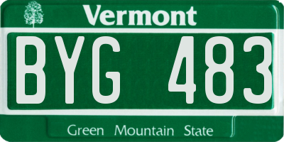 VT license plate BYG483