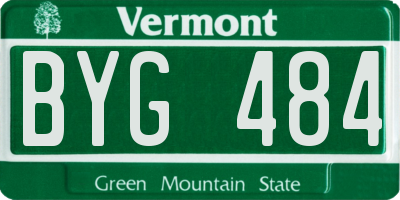 VT license plate BYG484