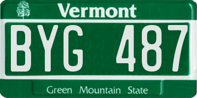 VT license plate BYG487