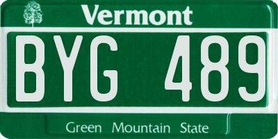 VT license plate BYG489