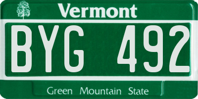 VT license plate BYG492