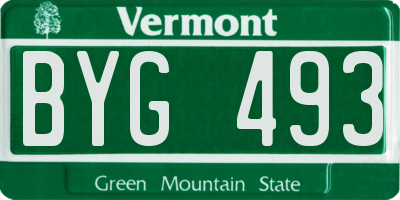 VT license plate BYG493