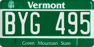 VT license plate BYG495