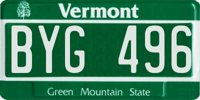 VT license plate BYG496