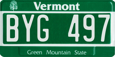 VT license plate BYG497