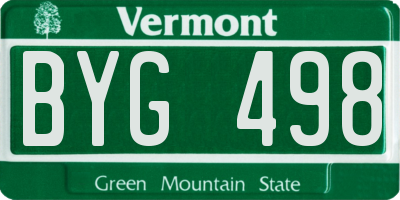 VT license plate BYG498