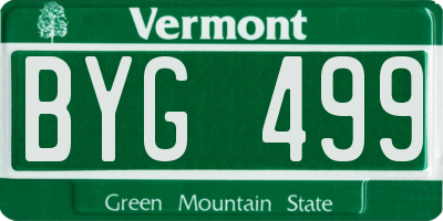 VT license plate BYG499