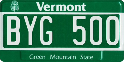 VT license plate BYG500