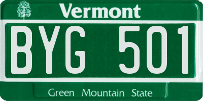 VT license plate BYG501