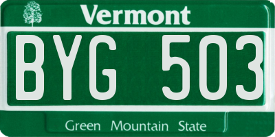 VT license plate BYG503