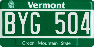 VT license plate BYG504