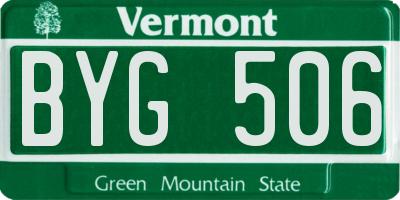 VT license plate BYG506