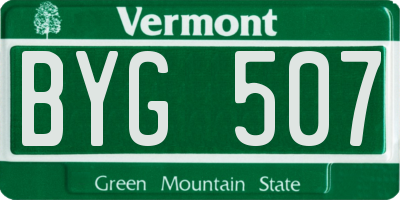 VT license plate BYG507