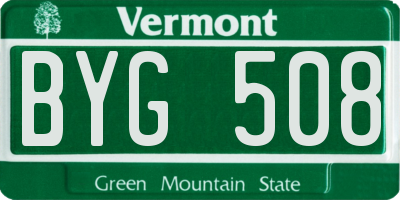 VT license plate BYG508