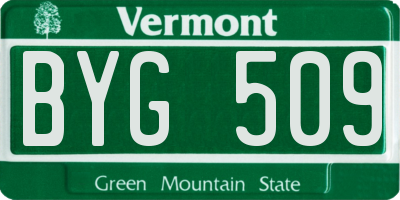 VT license plate BYG509