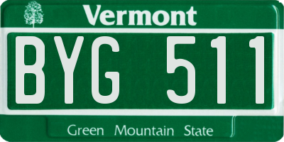 VT license plate BYG511