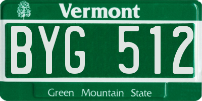 VT license plate BYG512