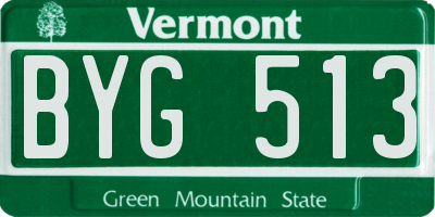 VT license plate BYG513