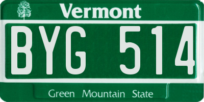 VT license plate BYG514