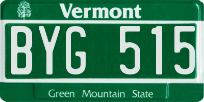 VT license plate BYG515