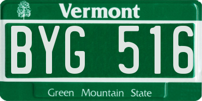 VT license plate BYG516