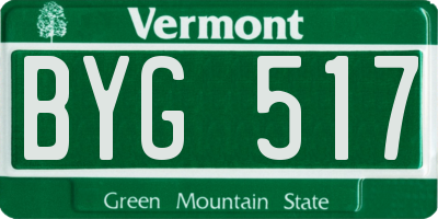 VT license plate BYG517