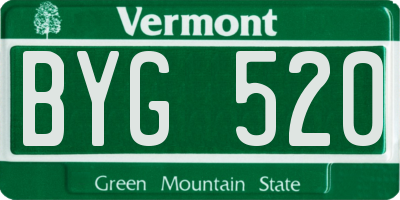 VT license plate BYG520