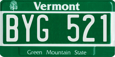 VT license plate BYG521