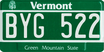 VT license plate BYG522